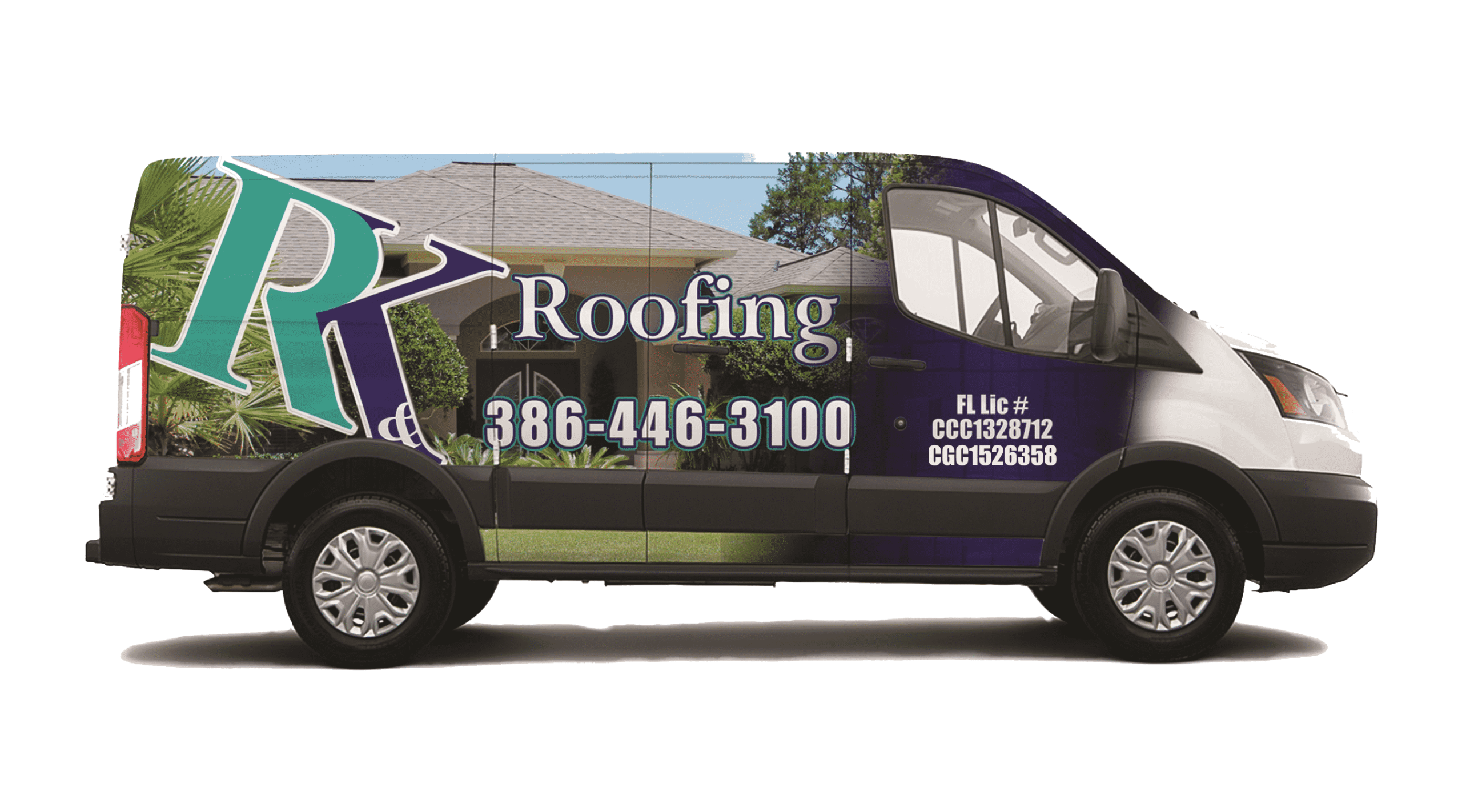R&K Certified Roofing branded service van
